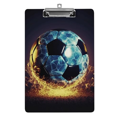 Beautiful Acrylic Clipboard with Soccer Ball Print Folders