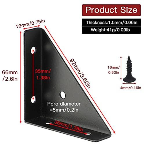 Joyangy 4Pcs Black Bed Corner Braces Right Angle Bracket, 66Mm X 66Mm Metal Corner Brace Brackets, Corner Shelf Support Brackets For Bed, Table, Cabinet #TOP1