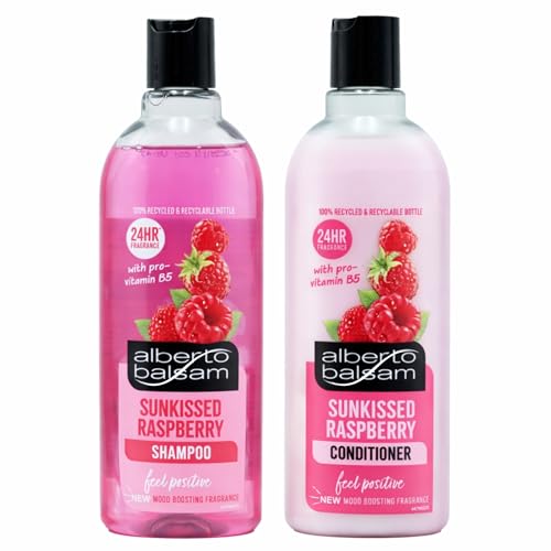 Sunkissed Raspberry Shampoo & Conditioner Set 300ml Each | Fruity Raspberry Scent | With Pro-Vitamin B5 | Daily Hair Care for Soft Shiny Hair