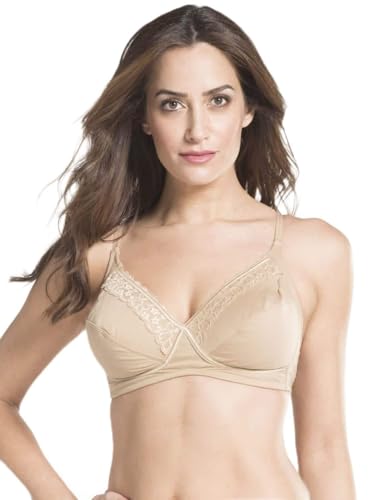Image of Jockey ES19 Women's Wirefree Non Padded Super Combed Cotton Elastane Stretch Full Coverage Plus Size Bra with Lace Styling and Adjustable Straps