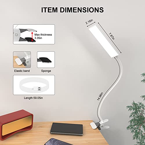 Raoyi Led Desk Lamp, 5W Usb Clip On Light Eye-Caring Reading Clamp Table Lamp With 48 Leds Flexible Gooseneck, 3 Color Modes And 14 Brightness Levels For Office Bedroom Study (White) #TOP4