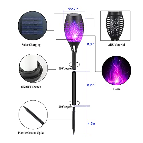 Faishilan Purple Solar Lights Outdoor Waterperoof,12 Pack Solar Torches Lights Flickering Flame For Garden Decor,Mini Solar Landscape Lights Outdoor For Pathway,Porch,Yard Solar Halloween Lights #TOP6