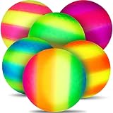 6 Pieces 8.5 Inch Rainbow Playground Balls for Kids Adults Colorful Rubber Bouncy Balls Dodgeball Ki
