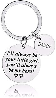 Dog Tag Keychain to Dad Father's Day Gift from Daughter Son,Laser Engraving Keychain