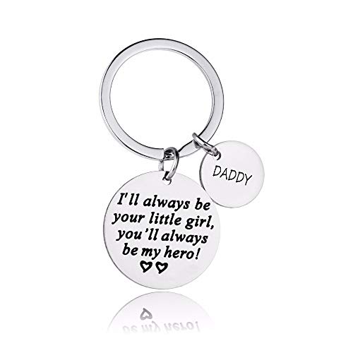 Dog Tag Keychain to Dad Father's Day Gift from Daughter Son,Laser Engraving Keychain for Papa Husband Birthday Mens Gift-To my dad i'll always be your little girl