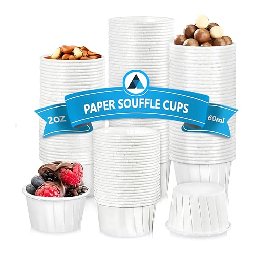 NationwidePaper 250 x Paper Souffle Cups 2oz Disposable Waxed Paper Ramekin, Sauce Pots, Condiment Pots, Sauce Dipping Pots, (60ml)