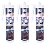 151 Black Waterproof Roof & Gutter Repair Sealant, Silicone Paste, 280ml Cartridges, Weather-Resistant, Quick Drying, Strong Adhesion, Pack of 3