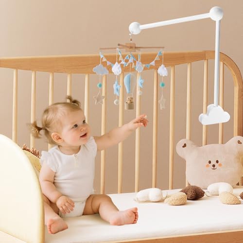 TOSUTO Home Mobile Holz,Baby Mobile Halterung für Babybett, abnehmbarer Baby-Mobile-Aufhänger, für Aufhängung Windspiele Bettglocke, Baby Bett Spielzeuge