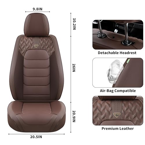 Image of FLORICH Car Seat Covers, Leather Seat Covers, Front Seat Covers 2PCS,Waterproof Car Seat Protector, Auto Driver Seat Covers Accessories Fit for Most SUV Trucks(Coffee, Front Pair)