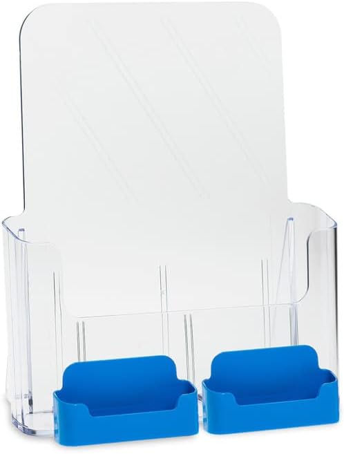 SOURCEONE.ORG Soporte para folletos de montaje en pared o encimera de tamaño completo de 8.5 x 11 pulgadas con 2 tarjeteros de regalopresentación