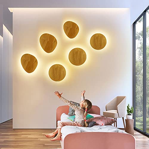 Farol de pared de madera nórdica para fondo de sala de estar 6