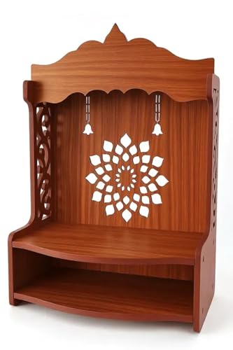 Étagère de prière décorative en bois marron style temple