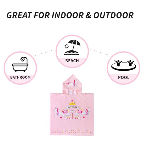 Image of NovForth Kids Beach Towel for Boys Girls, Hooded Bath Towel Wrap, Toddler Pool Towel with Hood