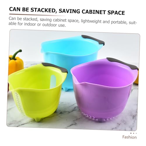 Set de 3 tazones multiuso para cocina con cesta y marcas de medición miniatura 6