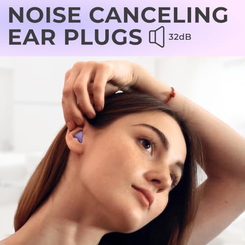 Image of Peace&Quiet PQ Wax Ear Plugs for Sleeping, Swimming - 50 Soft Noise Cancelling Silicone Gel Wax Earplugs for Sleep and Swimmers, Ear Protection with Sound Blocking Level of 32 Db, Lavender