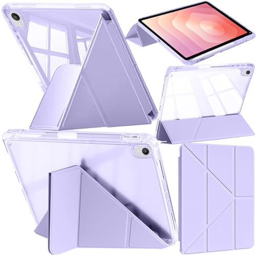 A-BEAUTY Funda Compatible con Samsung Galaxy Tab S11 11 Pulgadas 2025 (SM-X730/X736/X736B) con S Pen Soporte, Carcasa Translúcida, Soporte de Y 6 en 1, Auto-Sueño/Estela, Lila