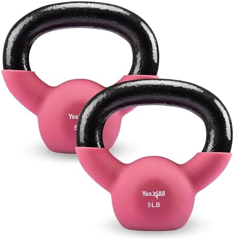 Yes4All Kettlebell, 5-65 LB Neoprene Coated Cast Iron Kettlebells...