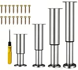 NCRGB 4 gambe per mobili in metallo, regolabili in altezza, portata fino a 800 kg, gambe per mobili per TV, divano, sedia, armadio del bagno con cacciavite (acciaio inox, 25-42 cm)