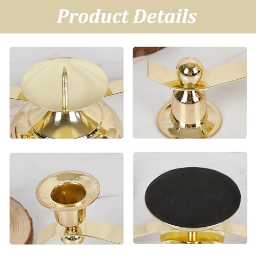 Pastoralist 3PFAT240704U4YC16CA Unity Candle Holders For Weddings Shiny Golden 3 Arm Wedding Candle Holder Stable Elegant With Central Spike 11.4X4.9X4.3 In Table Pillar Candle Holder thumb #3