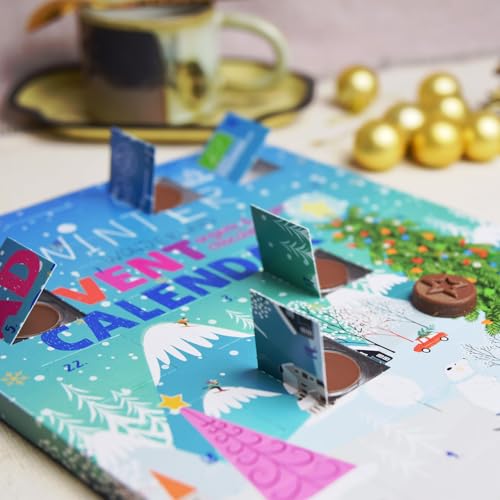 SUPER FUDGiO Vegan Adventskalender mit ORGANIC Schokolade | BIO Weihnachtskalende | Snack-Kalender für 2024 | 100g