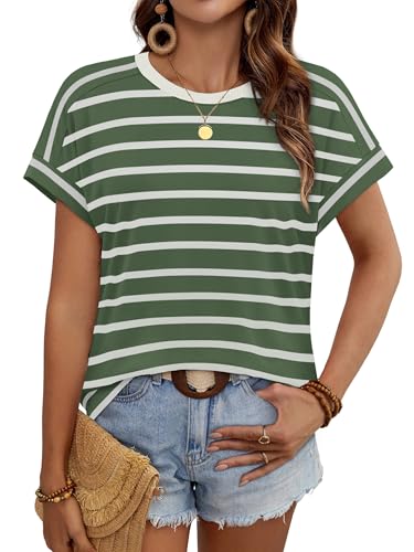 Image of WIHOLL Womens Tops Short Sleeve Shirts Summer Outfits 2026 Spring Dressy Casual Clothes Clothing
