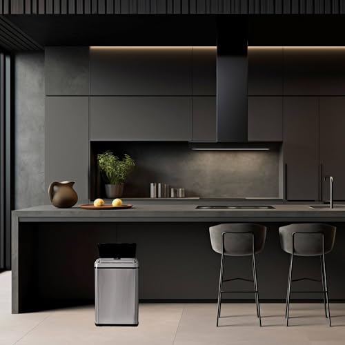 WELL HOME MOBILIARIO & DECORACIÓN Cubo de basura inteligente SIN patas con apertura automática y contacto manual de 30L, Alto: 60 (x35,5x26), gris. - imagen 3