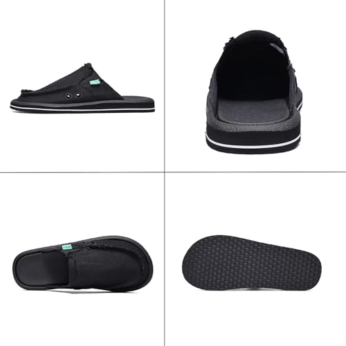 Mens Open Back Slip On Shoes Casual Canvas Slippers with Breathable Design Comfortable Outdoor Slide Shoes for Travel Walking Garden Everyday Wear3