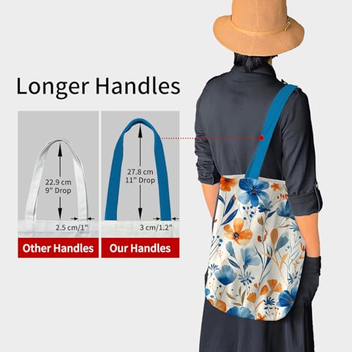 Image of itgowisa Canvas Tote Bag with Zipper Pocket, Reusable Grocery Bag for Daily