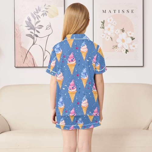 ALAZA Cherry Ice Cream Pajamas Satin Pajama Set Short Sleeve Button Down Sleepwear4