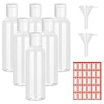 Chyaya 6PCS 100ml Bottles Empty Refillable Transparent Bottles with Funnels and Labels for School Travel or Cosmetic
