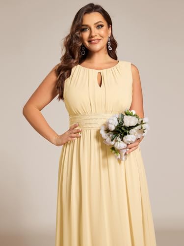 Image of Ever-Pretty Plus Women's Round Neck Sleeveless Empire Waist Maxi Plus Size Formal Gowns Bridesmaid Dresses