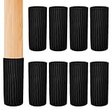 8-Pack Furniture Leg Socks - Black Knitted Furniture Socks - Double Thickness Chair...