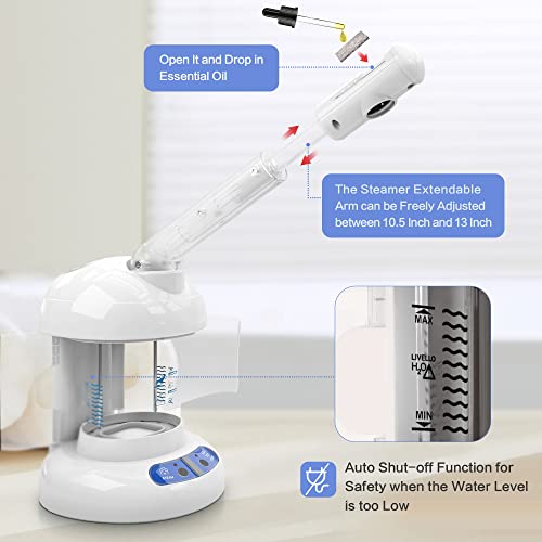 Kingsteam Facial Steamer - Ozone Steamer With Extendable Arm - Professional Nano Ionic Facial Steamer For Deep Cleaning - Portable For Personal Care Use At Home Or Salon (White) #TOP4
