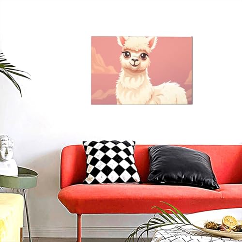 Toile murale moderne motif lama mignon peinture salon chambre 30x45cm