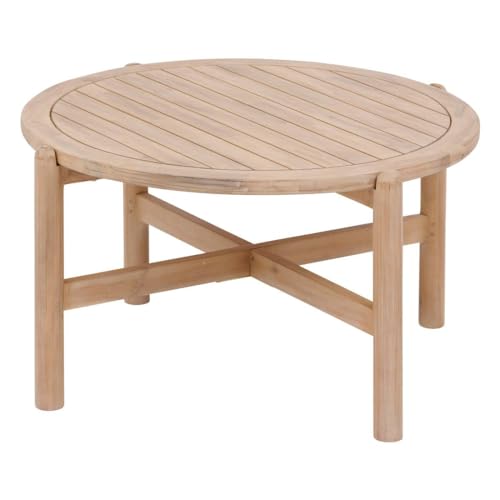 Hespéride - Table Basse de Jardin Ronde Deona Beige - 80 x 48 cm - Acacia - Mobilier d'Extérieur pour Terrasse Balcon Patio