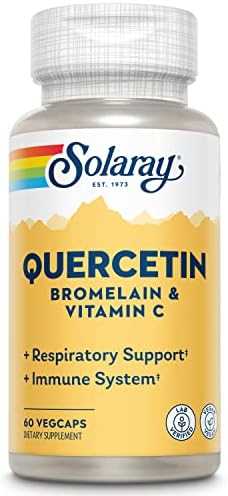 SOLARAY Quercetin Bromelain & Vitamin C, Immune System, Sinus, Respiratory & Antioxidant Activity Support, Vegan, 500mg of Quercetin & 1,235mg of VIT C, 60 Day Guarantee (60 CT, 20 Serv)