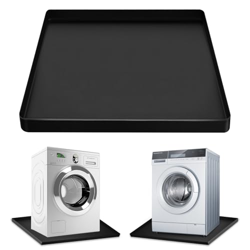 Washing Machine Washer Drain Pan Silicone Mat, Large Non-Slip Leak Washer Tray Soft Bottom Pad Portable Washing Machine Silicone Mat with Raised Edge Drip Mat for Floor Protector 27
