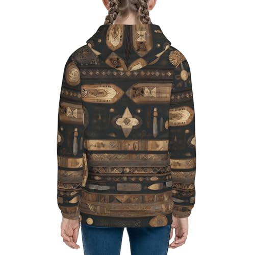 Bohemian style Print Girls Athletic Zip Up Hoodies,Sweatshirts with Pockets Long Sleeve Hooded Jackets, for 7-18 Y4