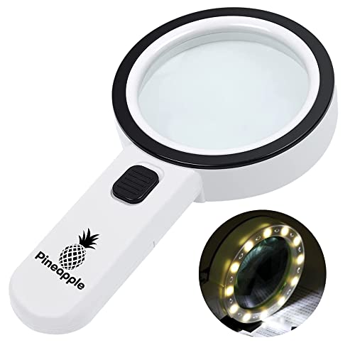 Pineapple Magnifying Glass with Light, 30X Handheld Large Magnifying Glass, LED Lighted Magnifier, High Powered Magnifying Glasses for Seniors, Macular Degeneration, Reading, Elderly 4 Pineapple Magnifying Glass with Light, 30X Handheld Large Magnifying Glass, LED Lighted Magnifier, High Powered Magnifying Glasses for Seniors, Macular Degeneration, Reading, Elderly - Image 5