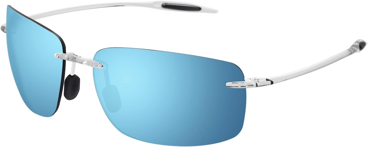 JULI Sports Sunglasses for Men Women Tr90 Rimless Frame for Running Fishing Golf Surf Driving MJ8009