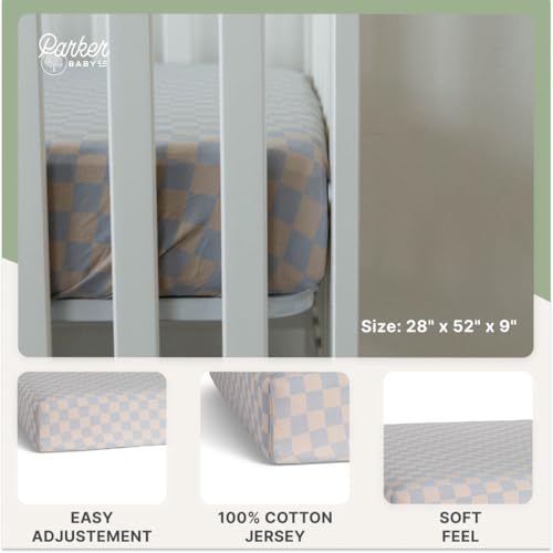 Image of Parker Baby Soft & Durable Fitted Baby Crib Sheets | Snug Fit for Standard Crib Mattresses | Machine Washable, Fade-Resistant & Modern Nursery Designs