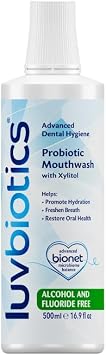 Luv Biotics Alcohol & Fluoride Free Mouthwash with Oral Probiotics, Xylitol for Fresh Breath, Gum Health & Oral Microbiome Support-500m