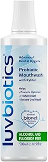 Luv Biotics Alcohol & Fluoride Free Mouthwash with Oral Probiotics, Xylitol for Fresh Breath, Gum Health & Oral Microbiome Support-500m
