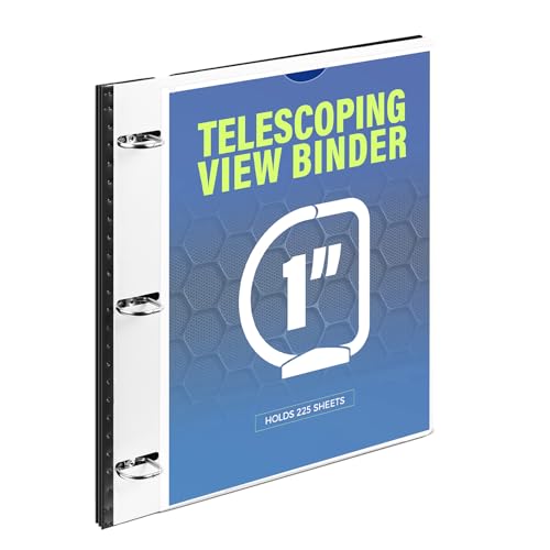 Image of WOT I 1 Inch Telescoping 3 Ring Binder, Expandable Flexible Binder with Customizable Front Cover & Clear Catalog Pocket, Holds 8.5 inchx11 inch Paper, School Office Supplies, White