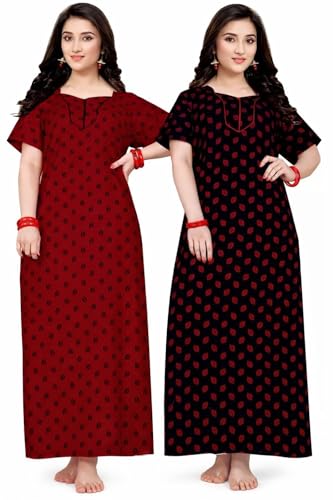 Image of PNAEONG Stylish Cotton Nighty for Women Printed Night Gown Maxi Nighty, Comfortable Sleepwear for Daily Use