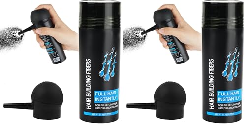 Fibres capillaires noir spray lot de 2 pour redensifier les cheveux fins