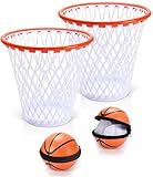 Set of 2 Basketball Trash Can - 2 Zippered Shooting Balls - Perfect Christmas Basketball Gift - Boys Room Decor - Easter basket for Dorm or Home Office - Kids Bedroom Wastebasket - Size 12"x12"x12"