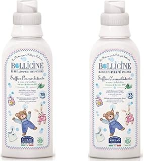 Bollicine Baby Fabric Softener Eco Organic Vegan Dermatology Tested for Sensitive Skin, Concentrated 33 Washes 500ml (Two Bottle Pack)