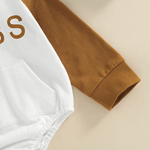 Ayalinggo Baby Sweatshirt Onesie Oversized Romper Crewneck Pullover Hoodie Sweater Infant Boy Girl Fall Winter Outfit (White&Brown Bubs,6-12 Months) #TOP5