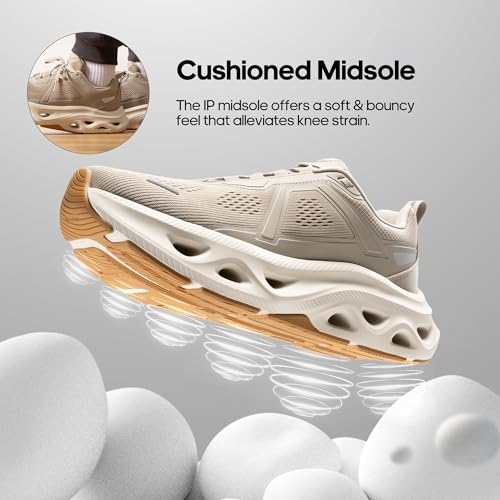 NORTIV 8 Men's Comfortable Walking Shoes MovePropel Athletic Breathable Gym Workout Tennis Jogging Cross Training Non Slip Fashion Running Sneakers,Size 10.5,Apricot,SNWS247M